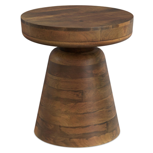 18" Brown Solid Wood Round End Table