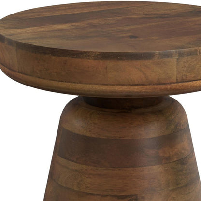 18" Brown Solid Wood Round End Table