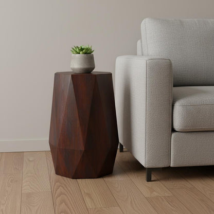 21" Brown Solid Wood End Table