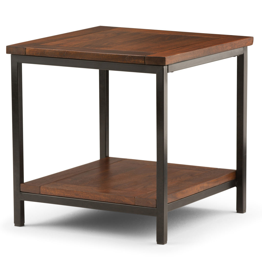 22" Brown Metal Square End Table