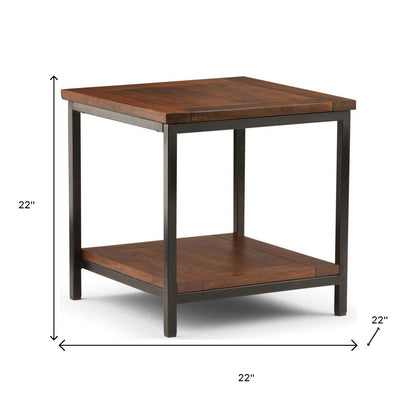 22" Brown Metal Square End Table