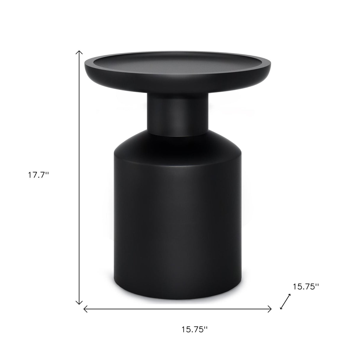 18" Black Solid Wood Round End Table