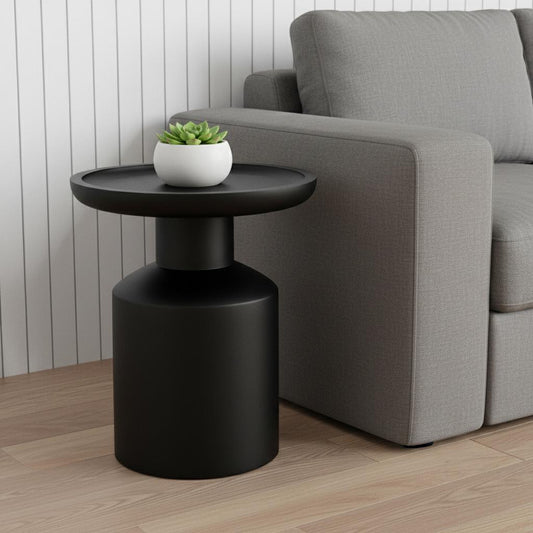 18" Black Solid Wood Round End Table