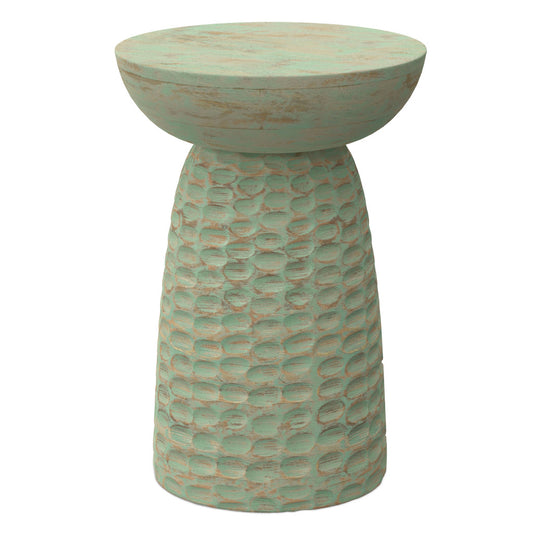 18" Gray Solid Wood Round End Table