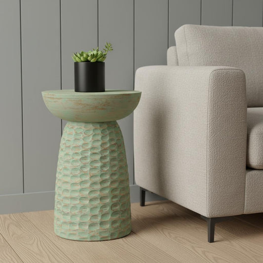 18" Gray Solid Wood Round End Table