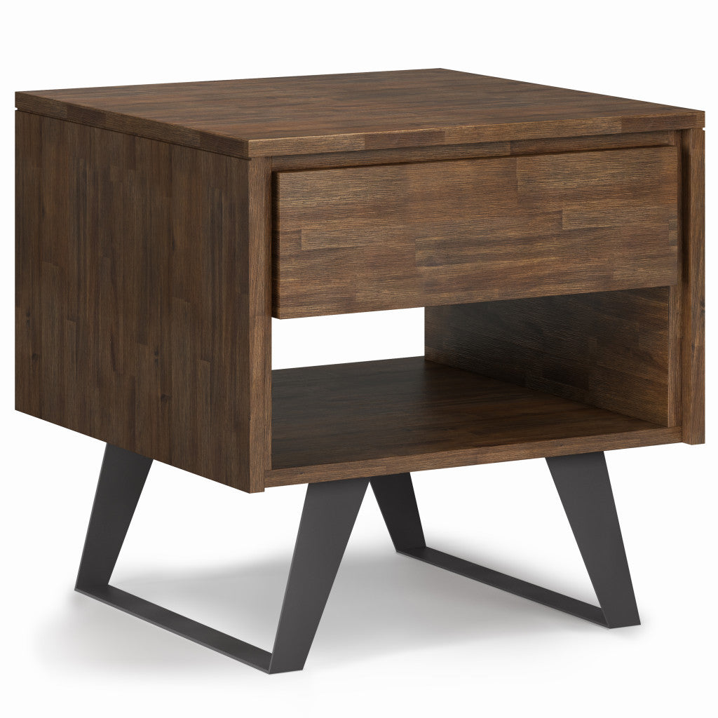 22" Brown Metal Square End Table