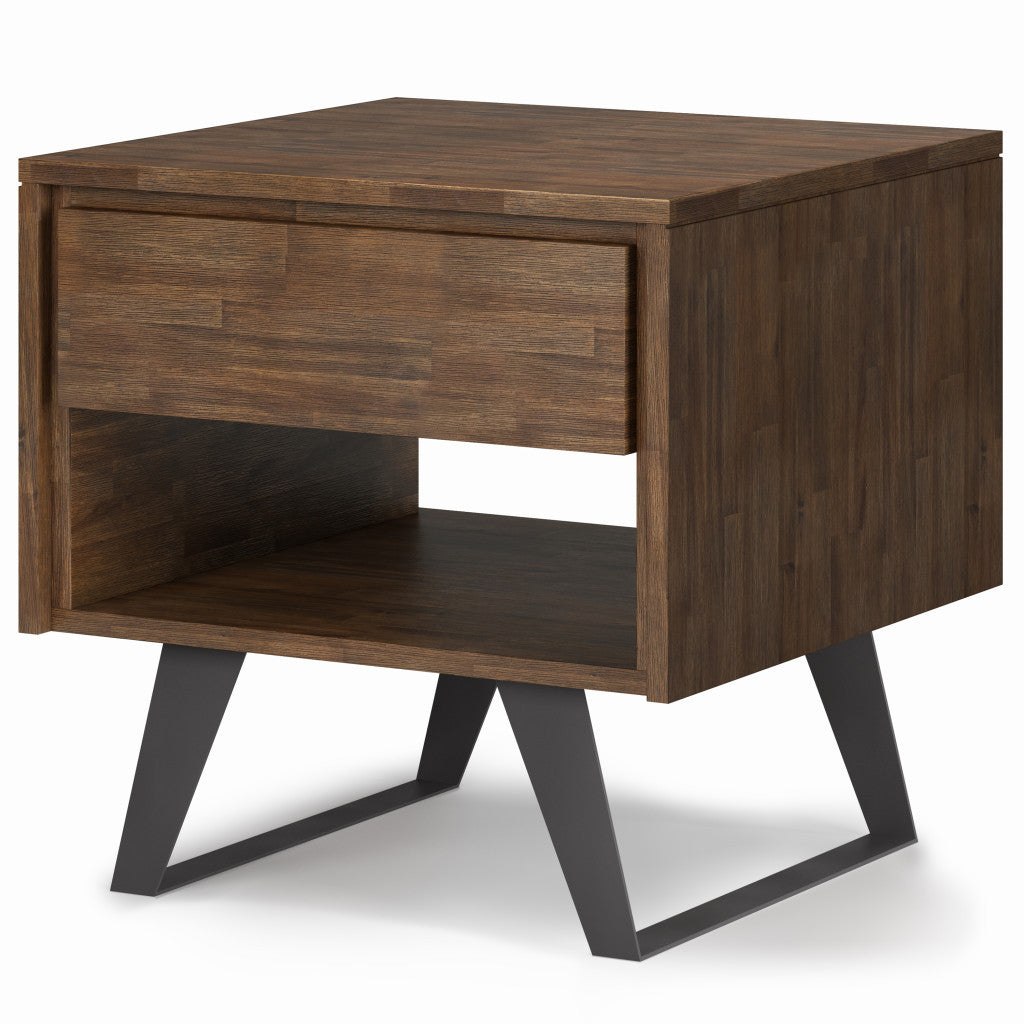 22" Brown Metal Square End Table