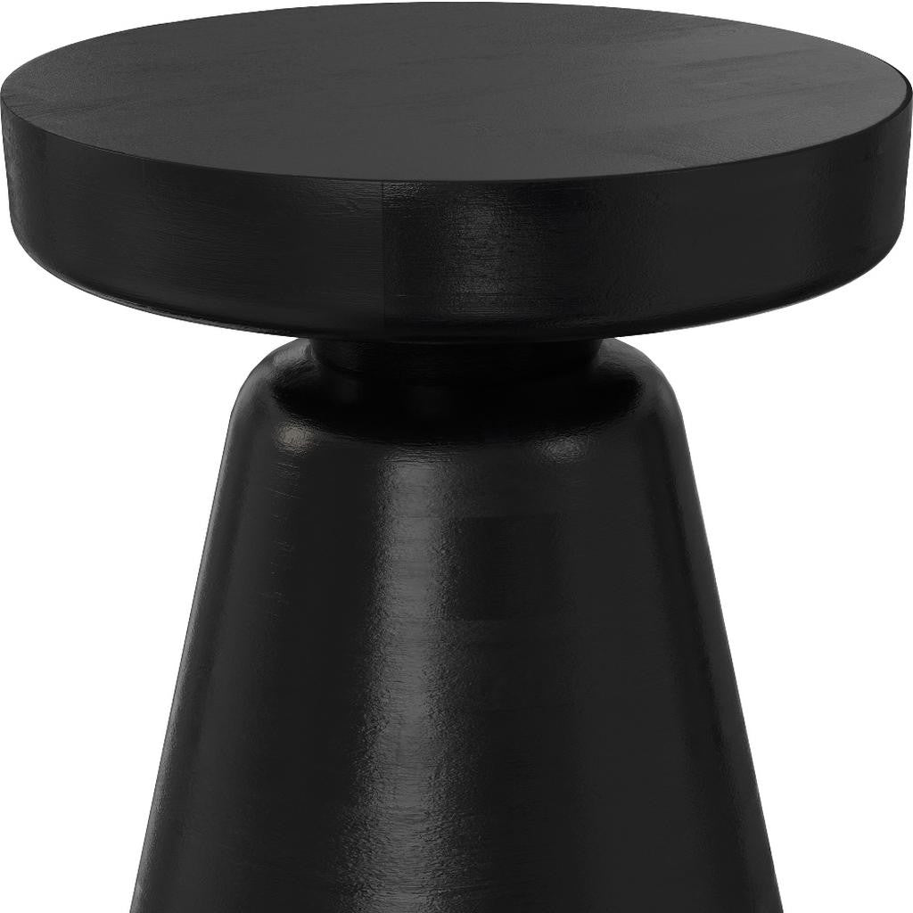 18" Black Solid Wood Round End Table