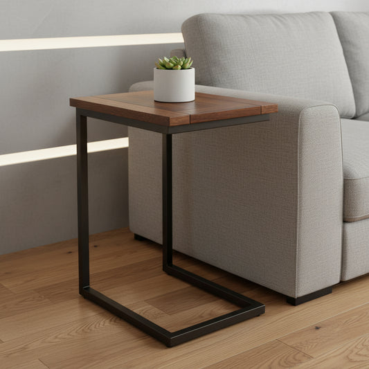 24" Brown Metal End Table