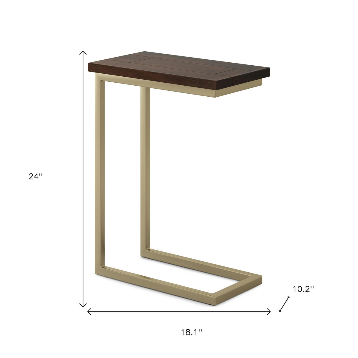 24" Brown Metal End Table