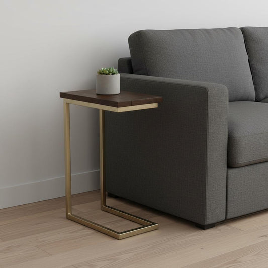 24" Brown Metal End Table