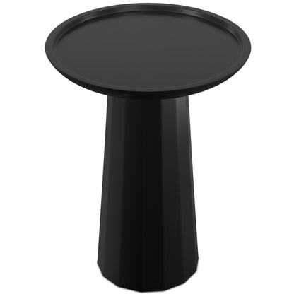 19" Black Solid Wood Round End Table