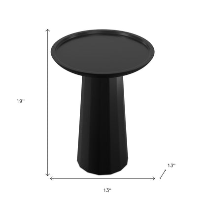 19" Black Solid Wood Round End Table