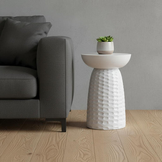 18" White Solid Wood Round End Table