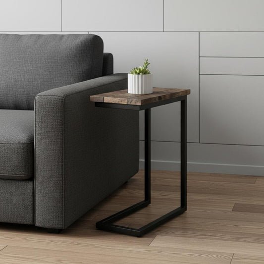 24" Brown Metal End Table