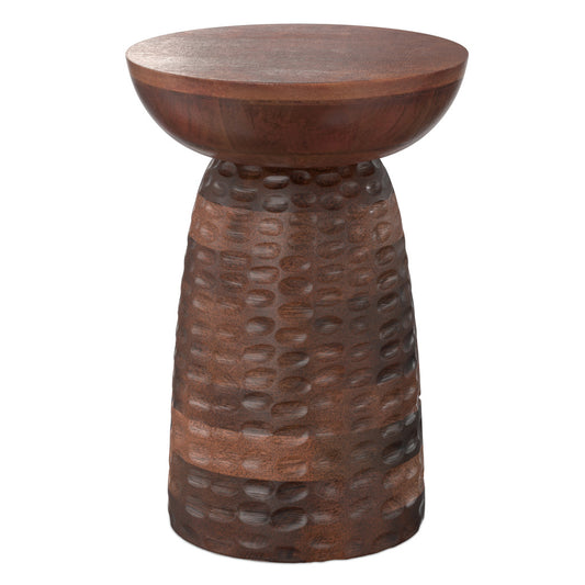 18" Brown Solid Wood Round End Table