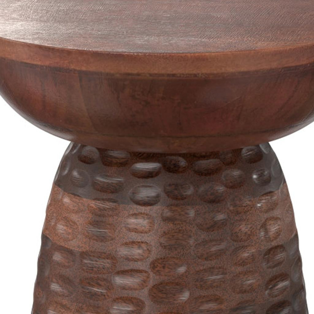 18" Brown Solid Wood Round End Table