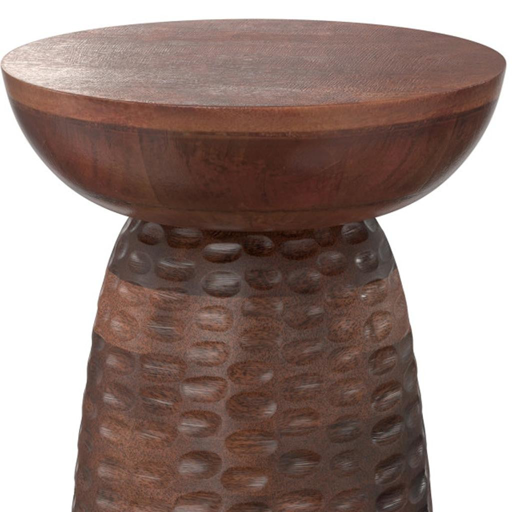18" Brown Solid Wood Round End Table