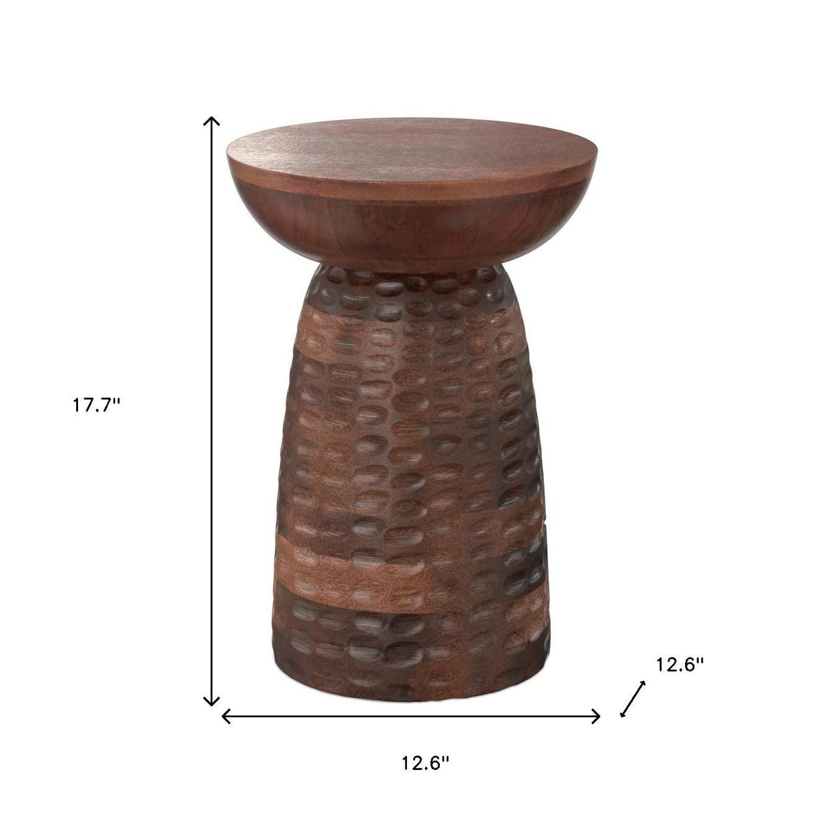 18" Brown Solid Wood Round End Table