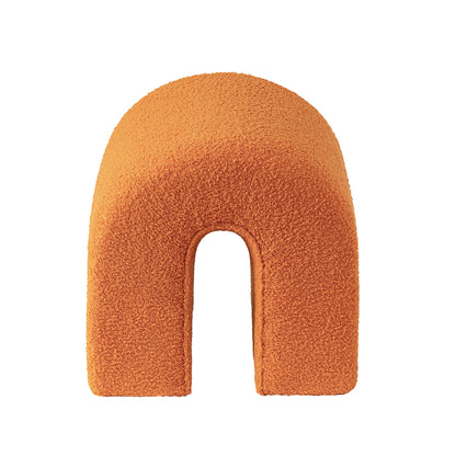 17" Orange Boucle Oval Footstool Ottoman