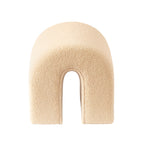 17" Beige Boucle Oval Footstool Ottoman