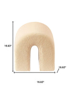 17" Beige Boucle Oval Footstool Ottoman