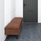 48" Brown Leather Cocktail Ottoman With Storage