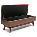 48" Brown Leather Cocktail Ottoman With Storage