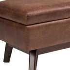 48" Brown Leather Cocktail Ottoman With Storage