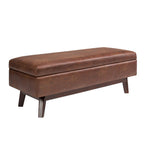 48" Brown Leather Cocktail Ottoman With Storage