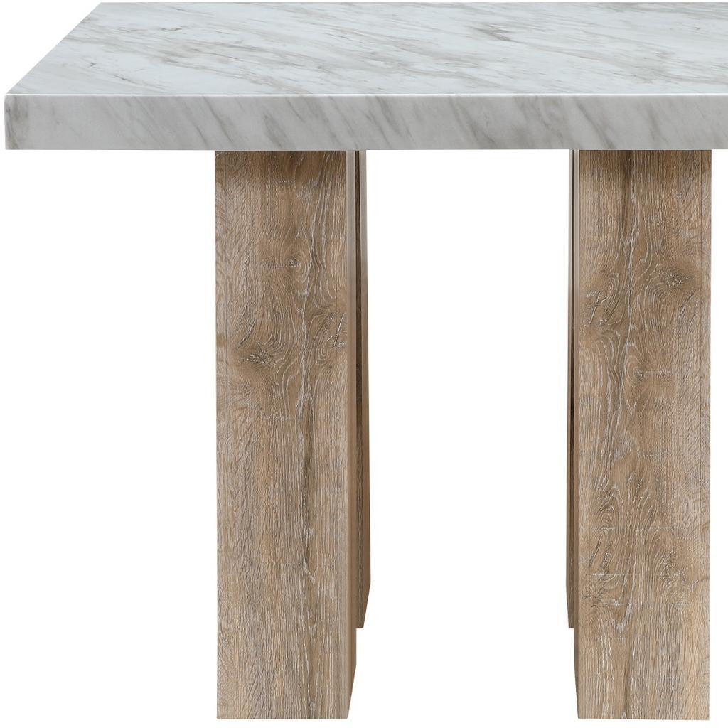 48" White and Natural Wood Square Bar Table