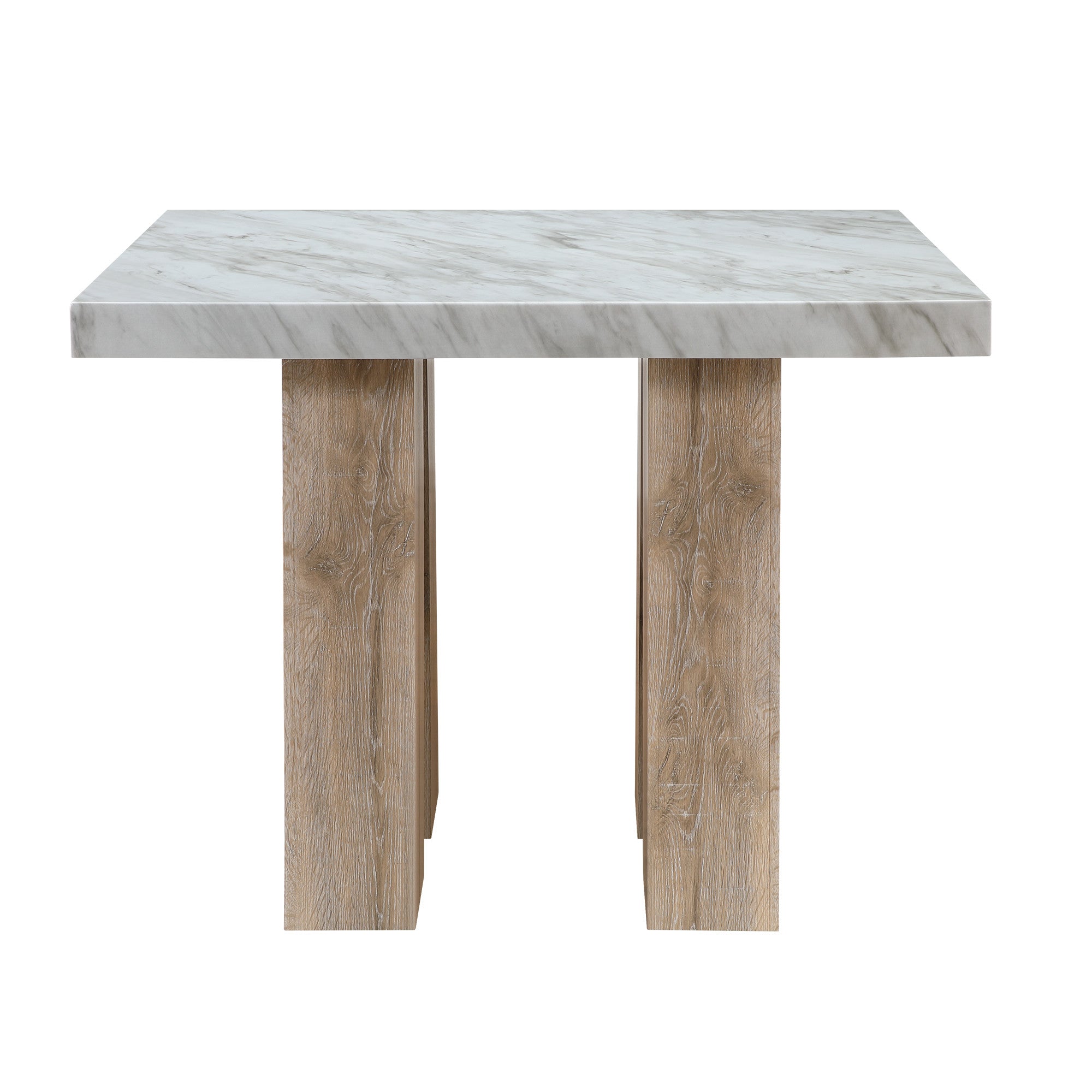 48" White and Natural Wood Square Bar Table