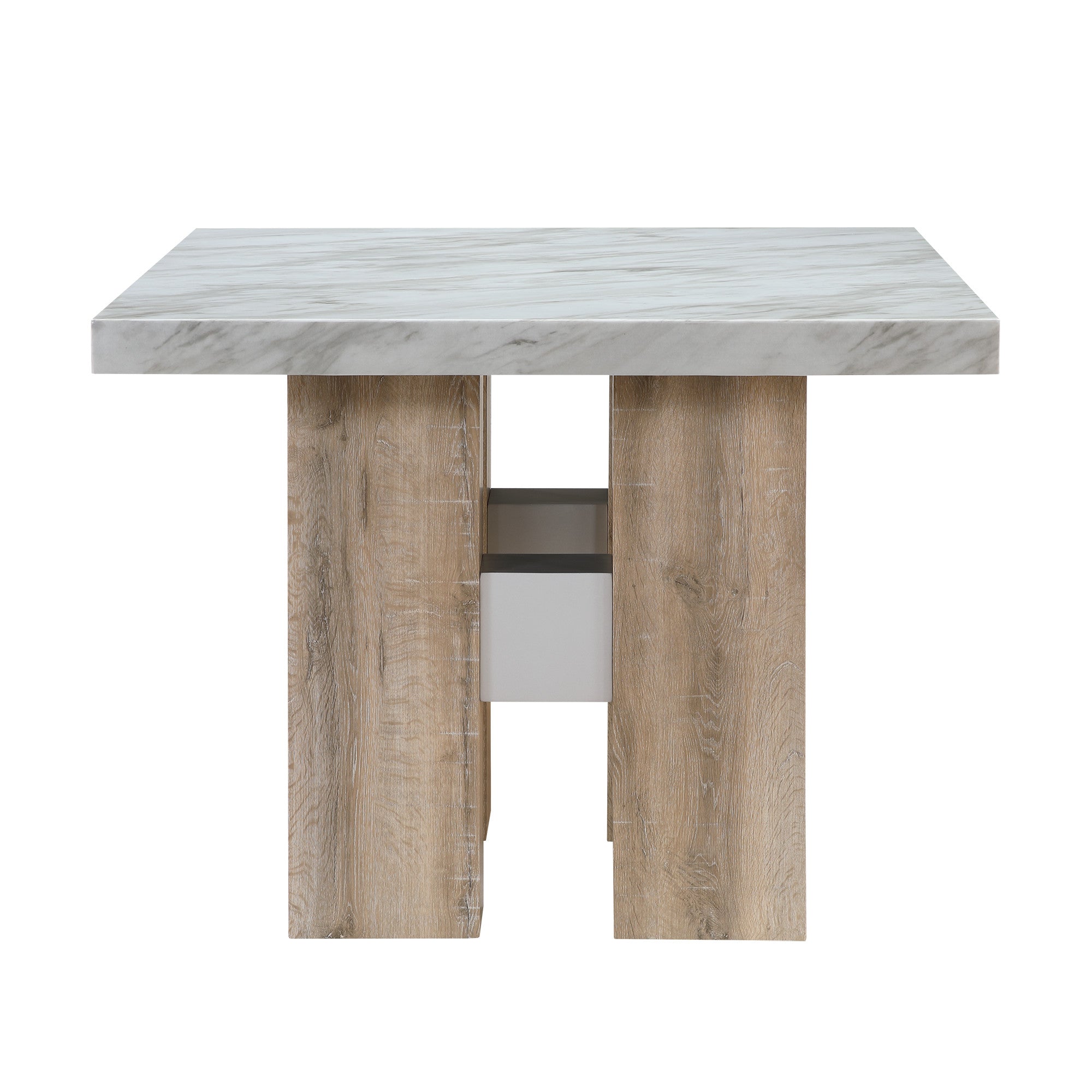 48" White and Natural Wood Square Bar Table