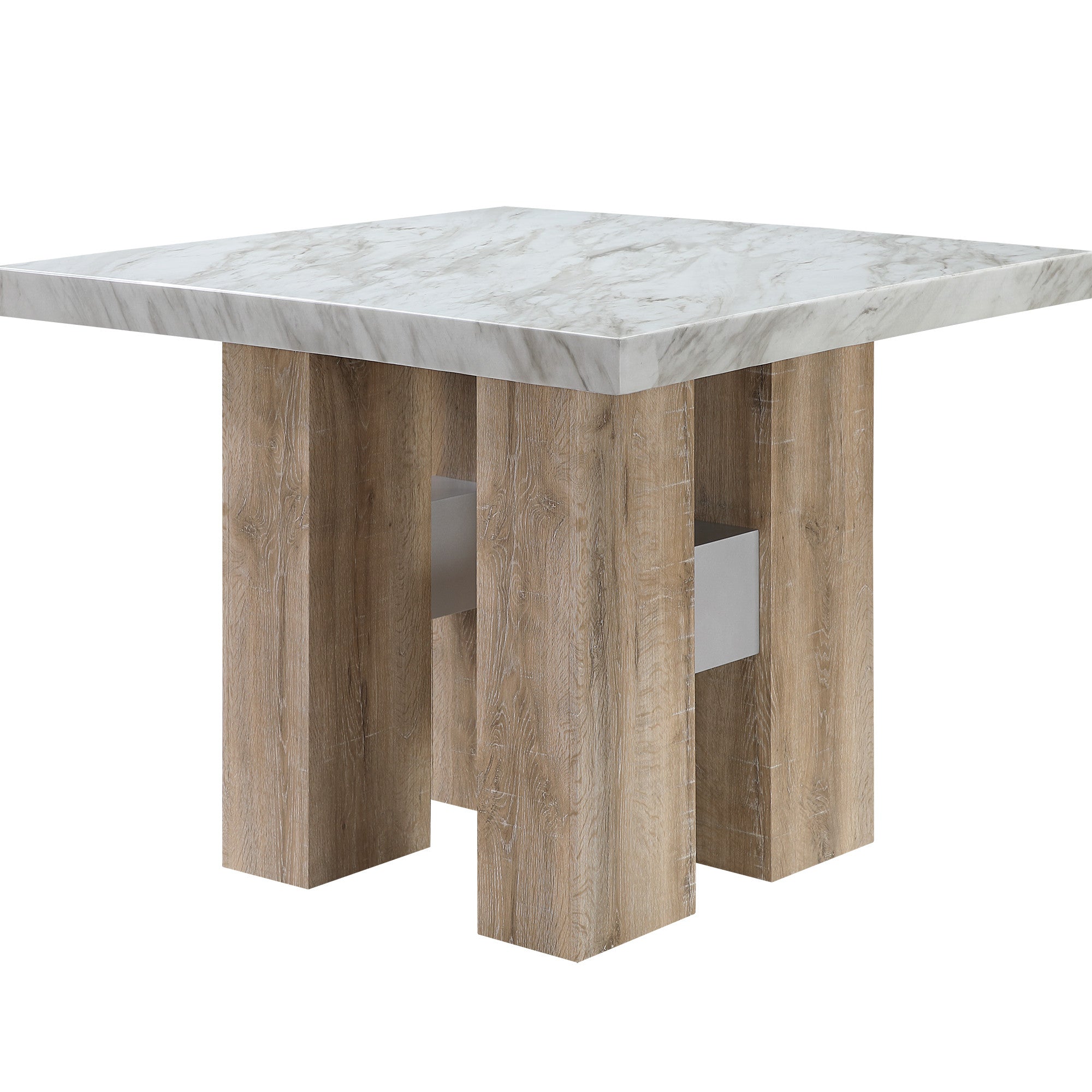 48" White and Natural Wood Square Bar Table