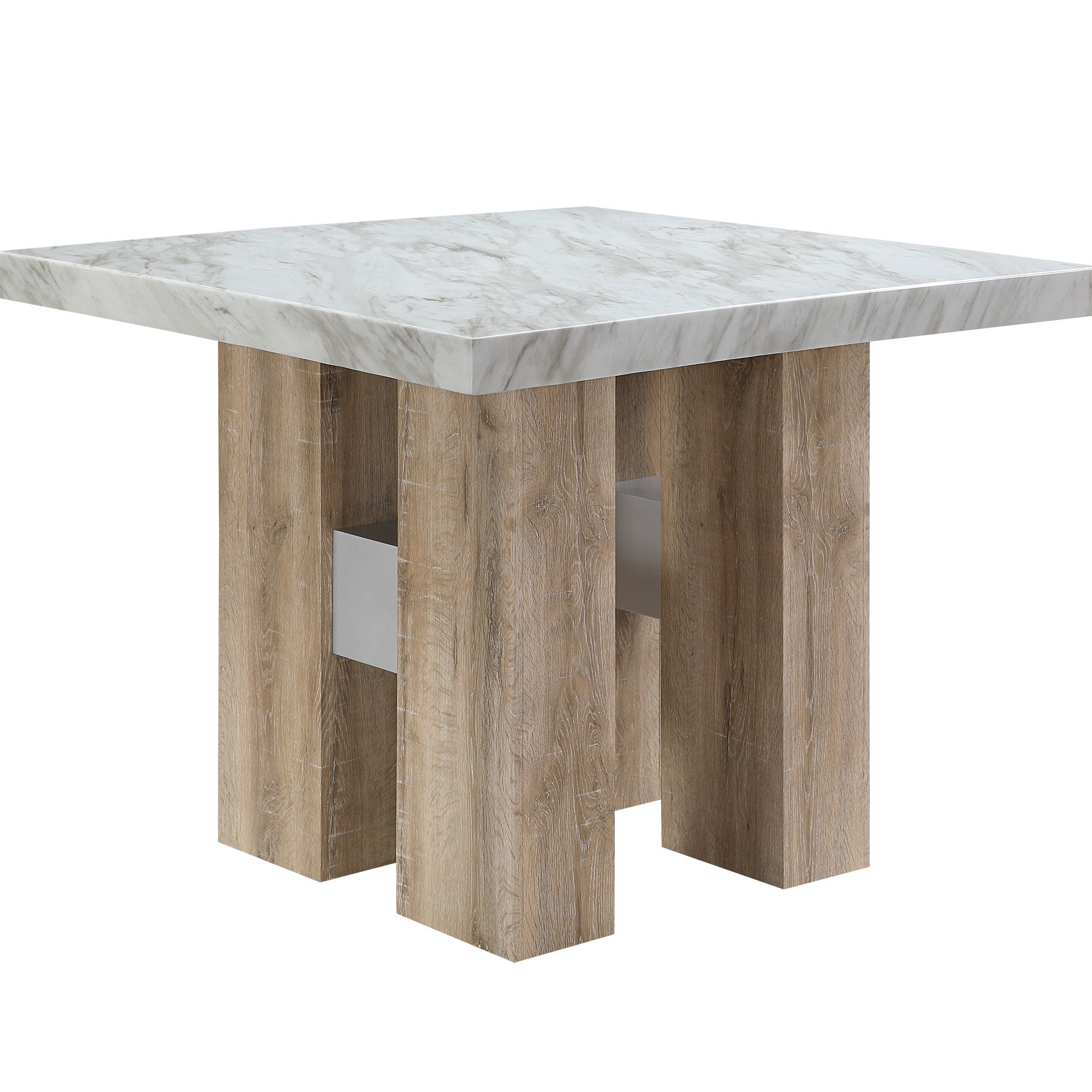 48" White and Natural Wood Square Bar Table
