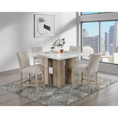48" White and Natural Wood Square Bar Table