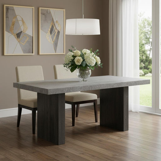 78" Gray Wood Double Pedestal Base Dining Table