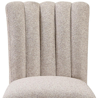 Set of Two 26" Beige and Natural Solid Manufactured Wood Fabric and Wood Bar Height Bar Chairs