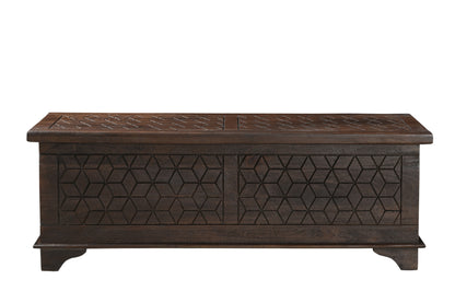 52" Brown Solid Wood Geometric Storage Ottoman