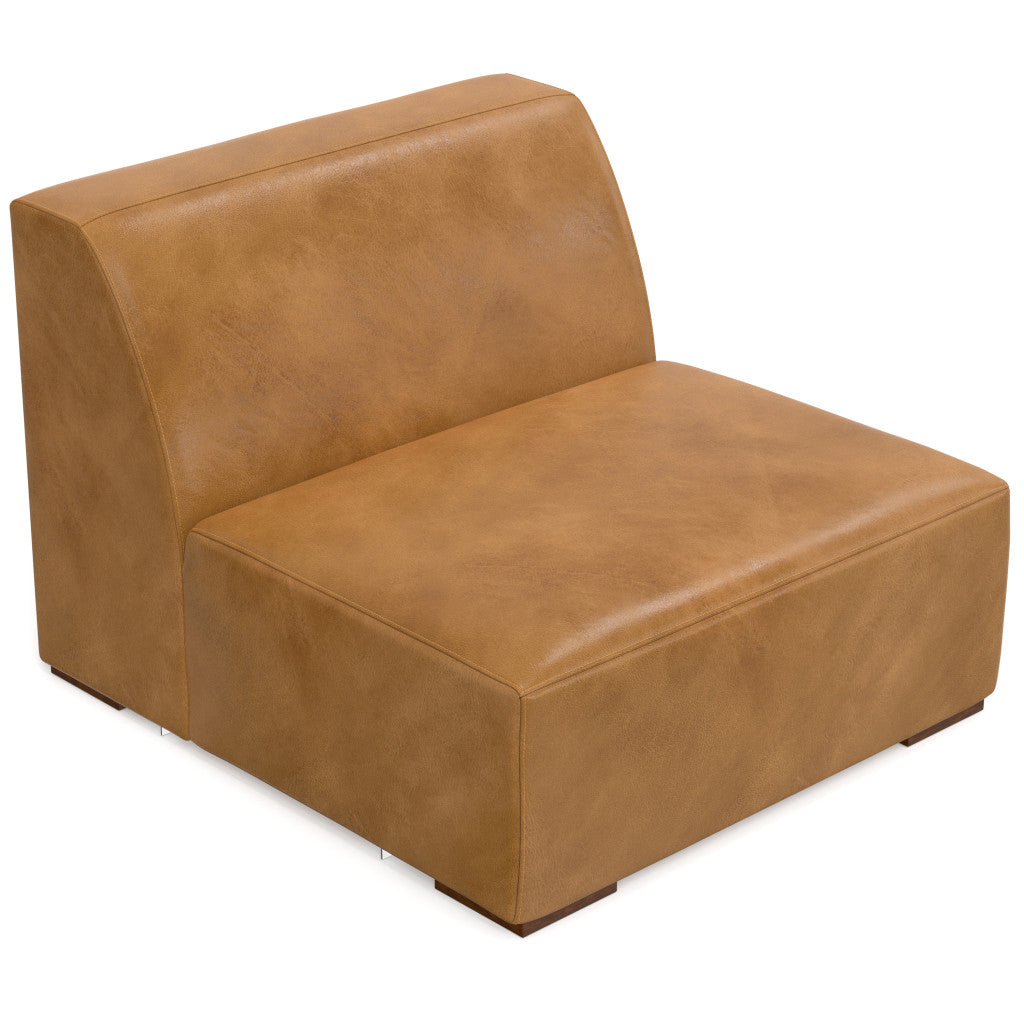 34" Sienna and Brown Leather Arm Chair