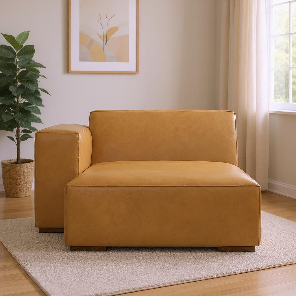 44" Sienna and Brown Leather Arm Chair