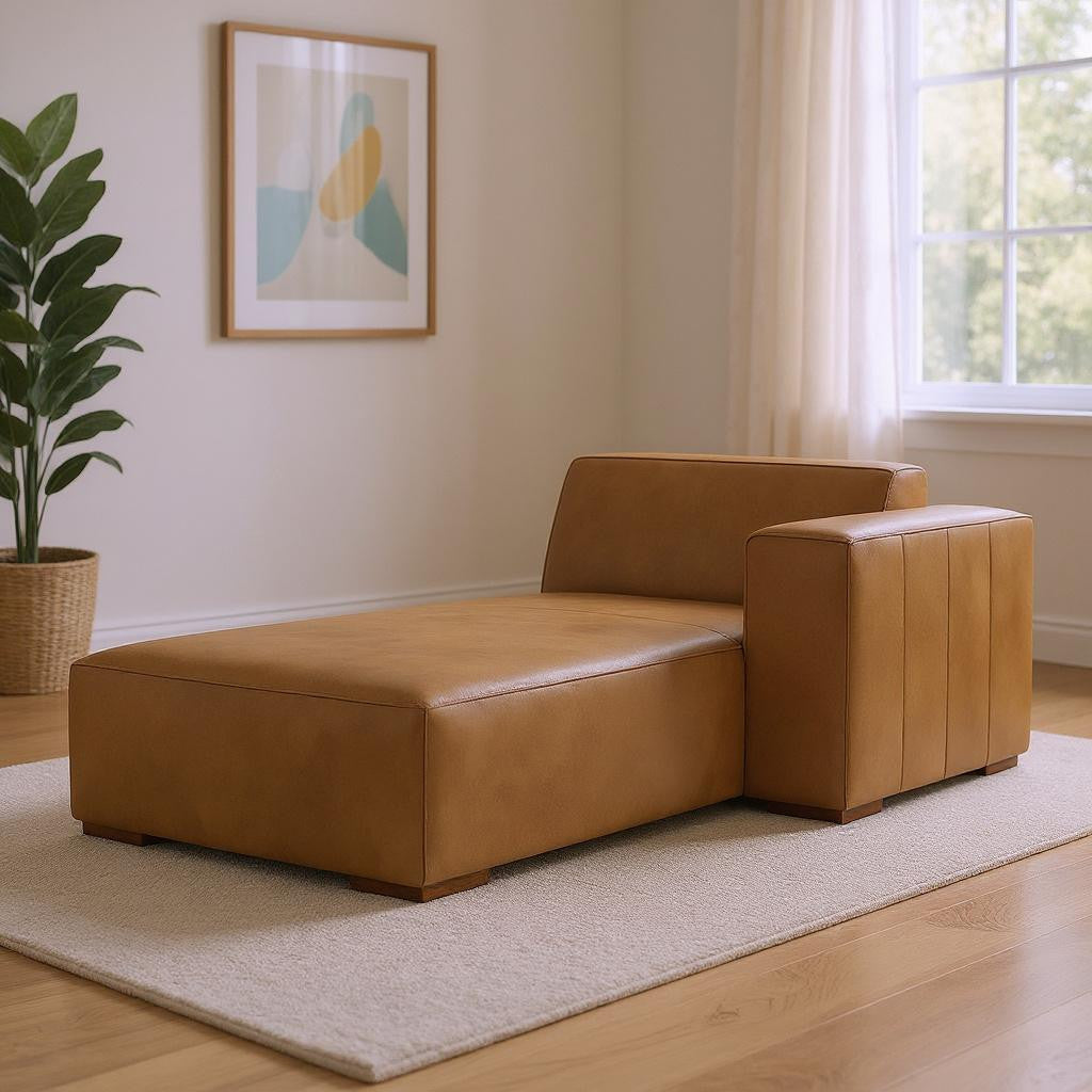 44" Brown Leather Arm Chair