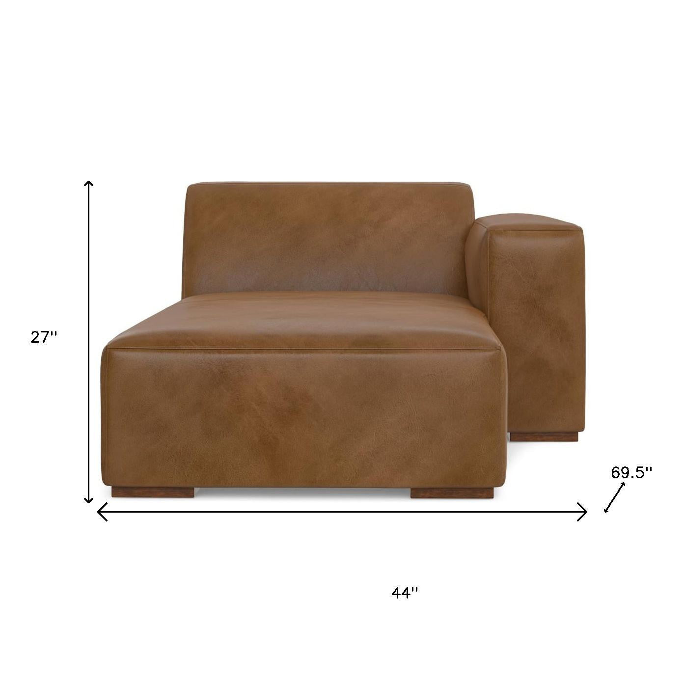 44" Brown Leather Arm Chair