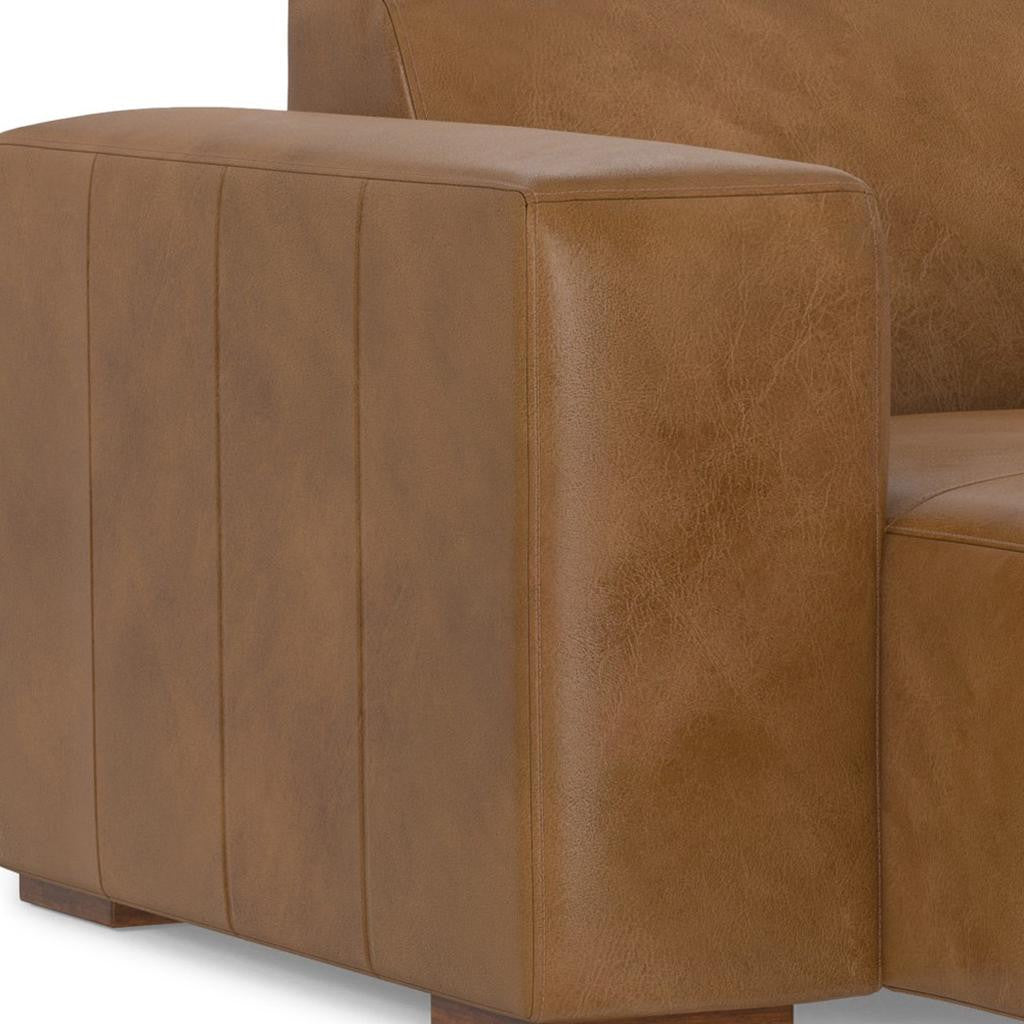 44" Brown Leather Arm Chair