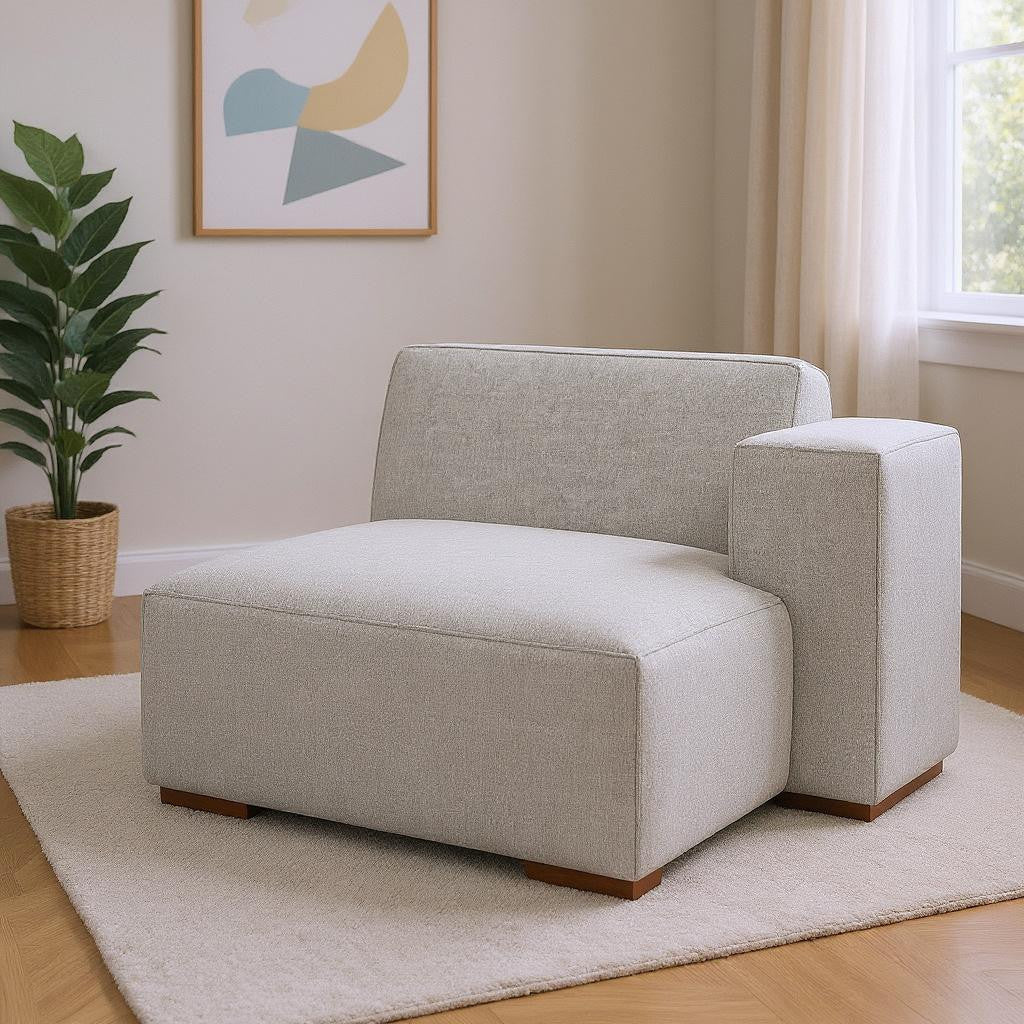 44" Gray and Brown Fabric Arm Chair