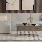 34" Gray and Brown Fabric Arm Chair