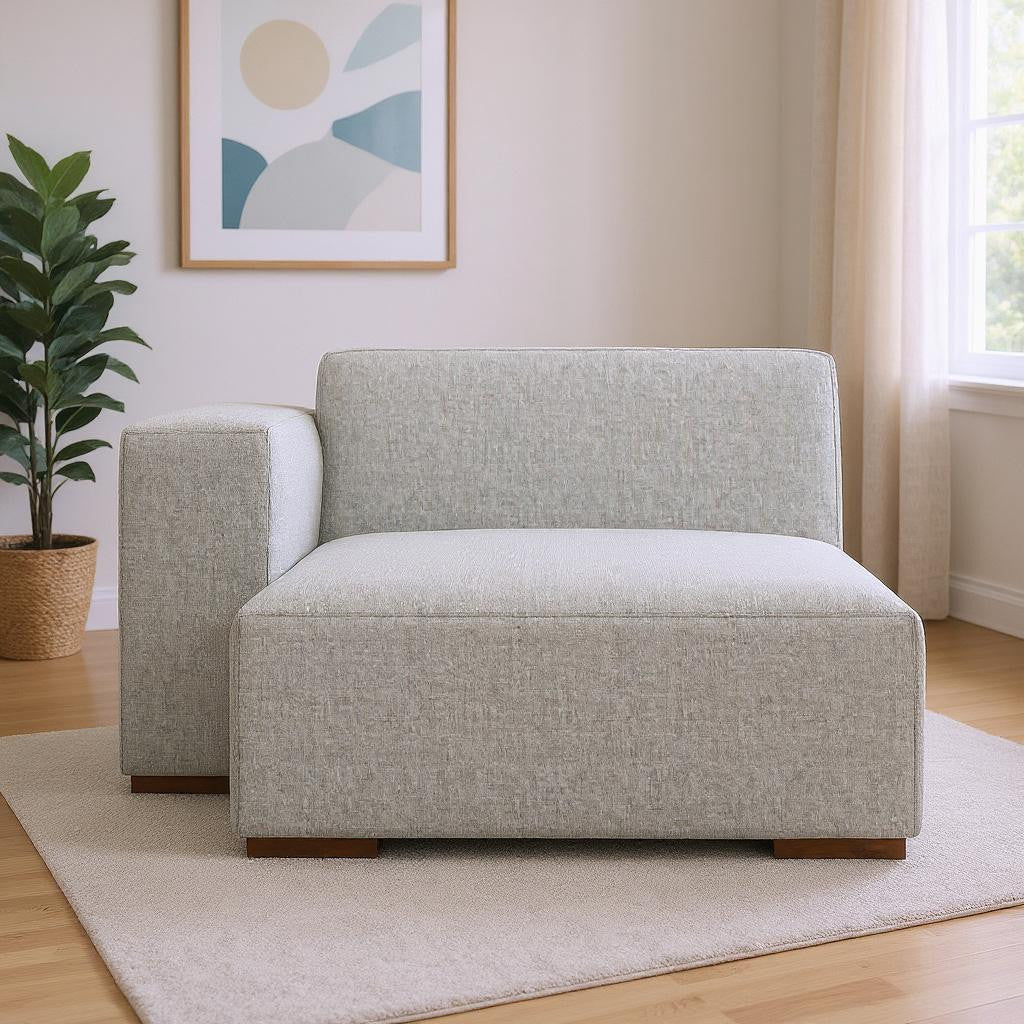 44" Gray and Brown Fabric Arm Chair