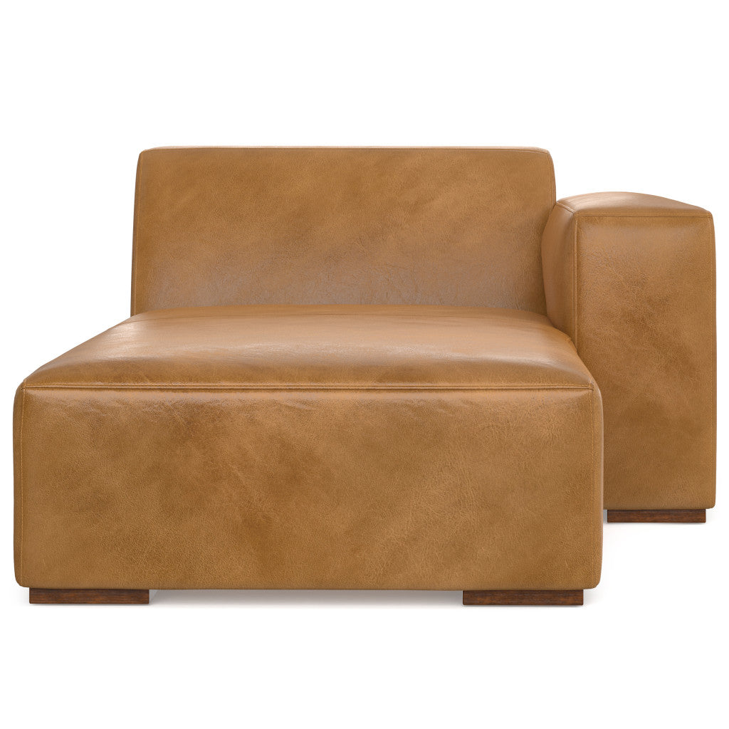 44" Sienna and Brown Leather Arm Chair