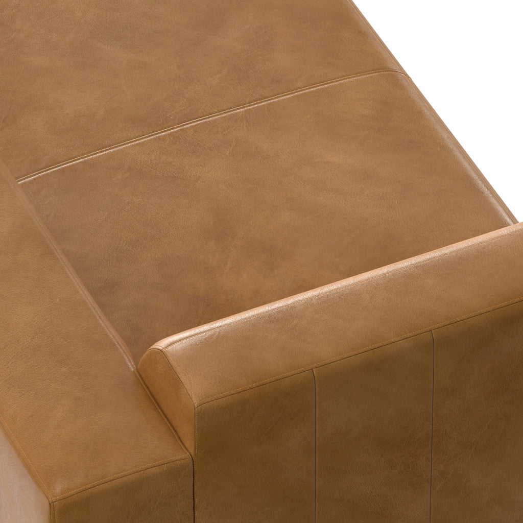 44" Sienna and Brown Leather Arm Chair