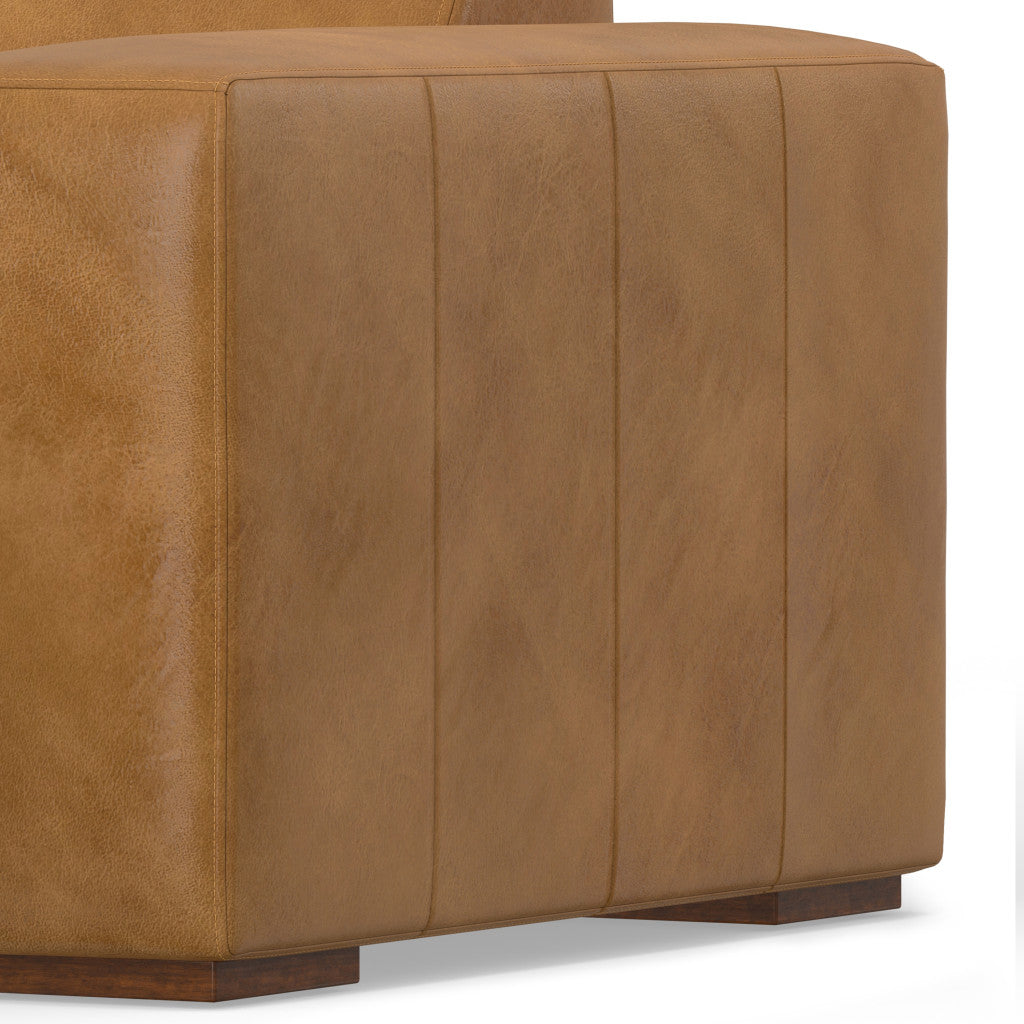 44" Sienna and Brown Leather Arm Chair